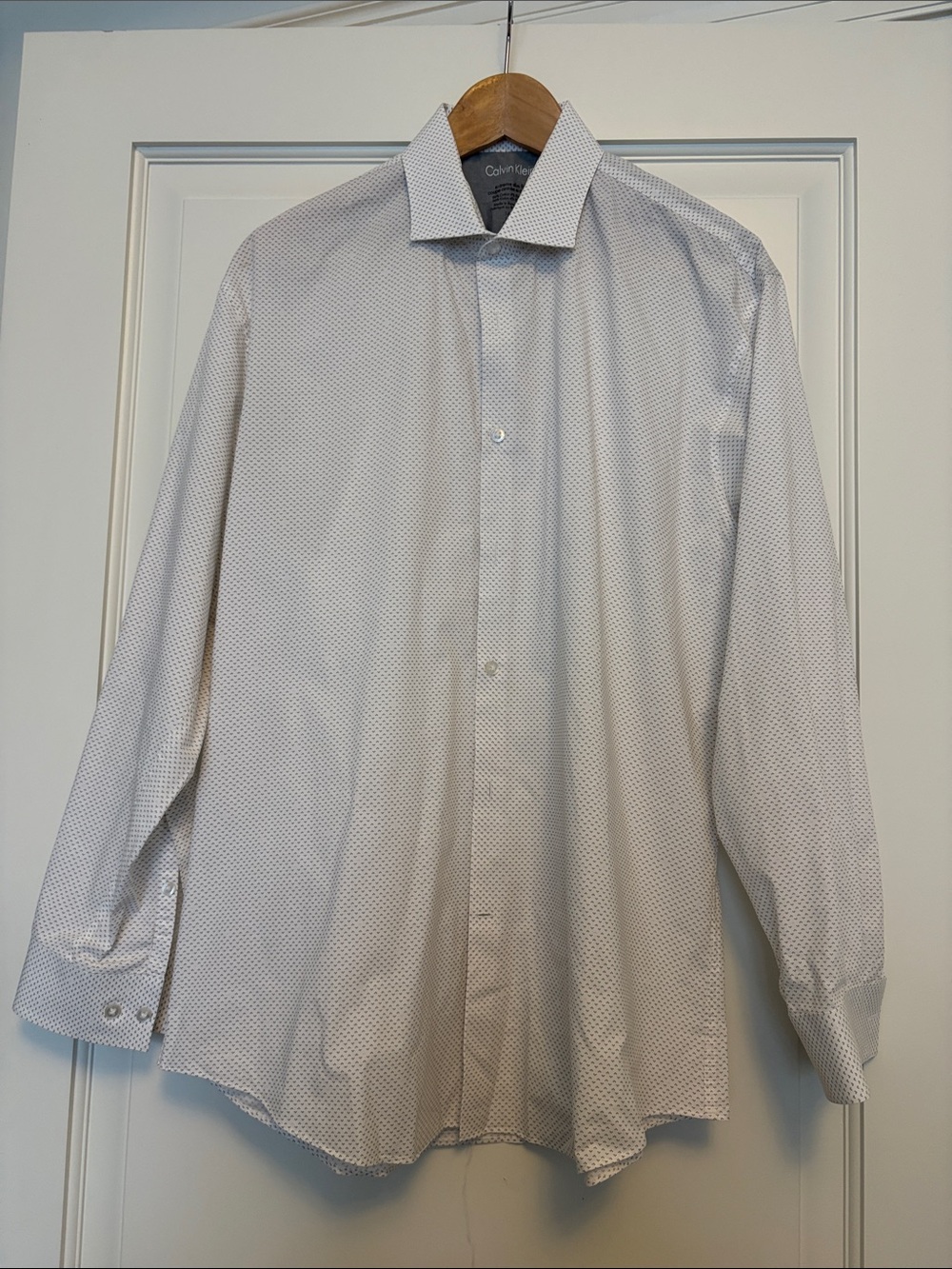 Calvin Klein White Dress Shirt with Microdot Pattern
